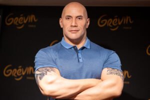 An image of Dwayne Johnson wax figure in French museum